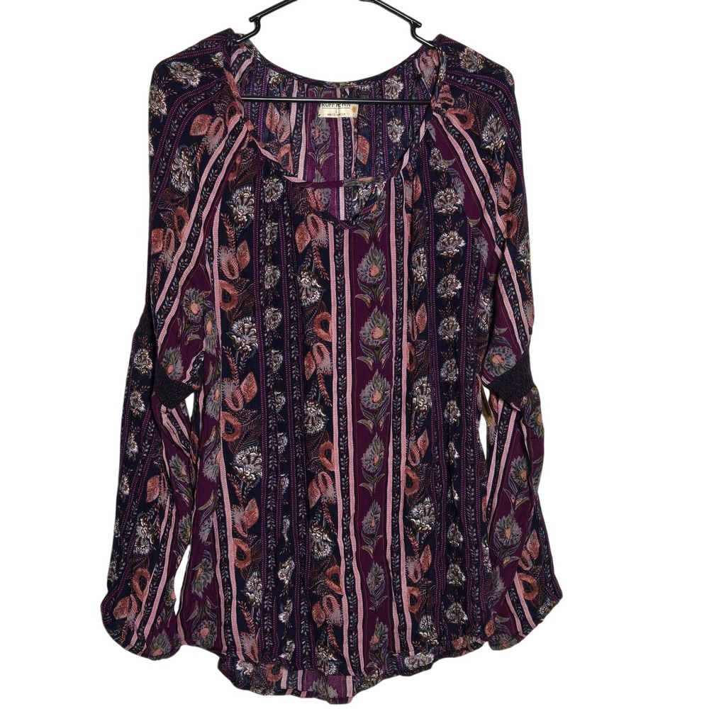 Ruff Hewn Floral Peasant Top Large NWT Boho Cottage Flowy Whimsigoth Purple